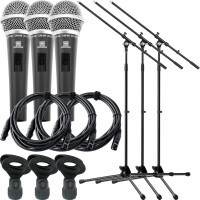 Pronomic DM-58 set de 3 micrófonos para empezar con interruptor, incl. 3x soporte + pinzas + cable