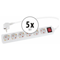 Stagecaptain PSSH-6 Regleta multifásica con interruptor (blanco) set de 5