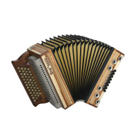 Strasser 4/III Hoamat Harmonika G-C-F-B mit X-Bass, Satin Nuss