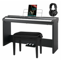 Classic Cantabile SP-150 BK Stagepiano nero deluxe SET con supporto, panchetta e cuffie inclusi