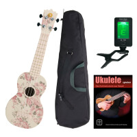 Classic Cantabile BeachBuddy desert rose ukulele set incl. tuner en leermethode