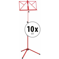 10x Set Classic Cantabile 100 muziekstandaard, rood