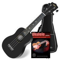 Classic Cantabile US-100 BK Sopran-Ukulele Schwarz Set inkl. Tasche + Lernheft