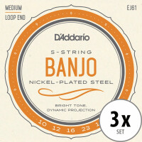 D'Addario EJ61 5-String Banjo Medium 3x SET