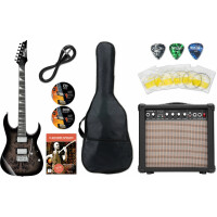 Ibanez GRG220PA1-BKB RG Gio E-Gitarre Transparent Brown Black Burst Starter Set