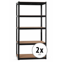 2x Set Stagecaptain HR-175 BK Heavyrack étagère de hangar planche en bois Noir