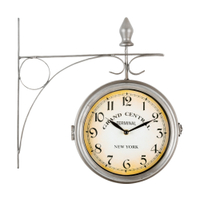 Stagecaptain BHU-3334 SR Bahnhofsuhr klein mit Wandhalterung Silber  - Retoure (Zustand: gut)