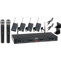 McGrey UHF-2V4I Quad radiomicrofoon set met 2x handmicrofoons en 4x lavalier microfoons