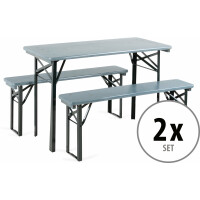 Stagecaptain Hirschgarten Bierzeltgarnitur für Balkon 117 cm Grau 2x Set