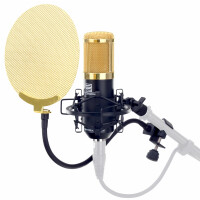 Pronomic CM-100BG Studio microphone condensateur noir/or SET incl. filtre anti pop en or