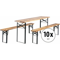 Set 10x Stagecaptain Hirschgarten 2 panche e tavolo da birreria, lunghezza 170 cm