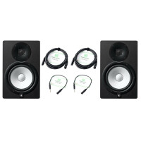 Yamaha HS8 Aktiv Studiomonitor 75 W+ 45 W Set mit 2x XLR-Kabel und XLR-Klinke Adapterkabel