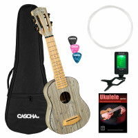 Cascha 2315E Bamboo Sopran Ukulele Graphit Set