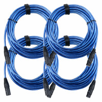 set van 4 Pronomic Stage XFXM-blue-10 microfoonkabel XLR 10 m metallic blue