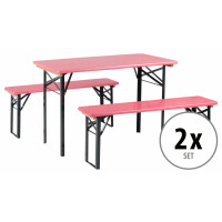 Stagecaptain Hirschgarten Bierzeltgarnitur für Balkon 117 cm Pink 2x Set