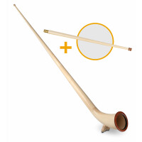 Lechgold Alphorn Natur F 360 cm 3-teilig Set inkl. Fis-Handrohr