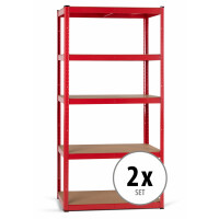 Stagecaptain Heavyrack Lagerregal Holzböden Rot, max. 875 kg 2x Set