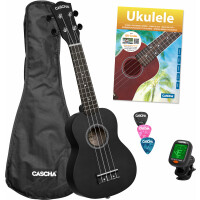 Cascha 3969 Sopran Ukulele Bundle Schwarz