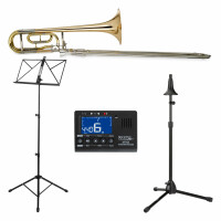 Classic Cantabile QP-42 kwarttrombone set incl. metronoom, notenstandaard, trombonestaander