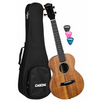 Cascha 2349 Solid Top Acacia Tenor Ukulele Bundle