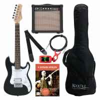 Rocktile Sphere Junior Guitare Eléctrique Noir SET 3/4 avec ampli, cable et sangle