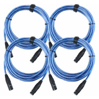 set van 4 Pronomic Stage XFXM-blue-5 microfoonkabel XLR 5 m metallic blue