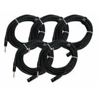 Set de 5 cables de audio Pronomic Stage JMXM-10 mono jack XLR 10 m en negro