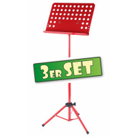 3-set Classic Cantabile geperforeerde muziekstandaard heavy rood