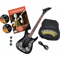 Rocktile Pro JK150-BSK E-Gitarre Skull Set mit Zubehör