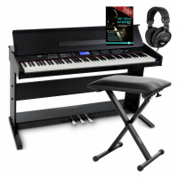 FunKey DP-88 II Digitalpiano schwarz Set mit Economy Keyboardbank, Kopfhörer und Klavierschule