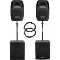 Pronomic 218S-212A Actief PA-systeem Set 2x luidspreker 12" & 2x subwoofer 18" incl. statieven 900W