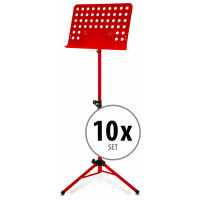 10-set Classic Cantabile geperforeerde muziekstandaard heavy rood