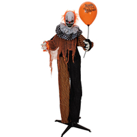 Europalms Halloween animierte Clown Figur mit Luftballon 166cm