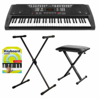 FunKey 61 Keyboard Schwarz Set inkl. Keyboardständer, Bank und Keyboardschule