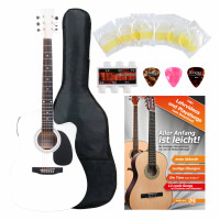 Classic Cantabile Western Guitar With Pickups Starter Set incl. 5-piece Accessory Set ? White