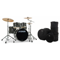 Sonor AQX Studio Black Midnight Sparkle Taschen Set