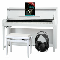 Classic Cantabile UP-1 WH Staande Digitale Piano Wit Hoogglans Set met Pianobank en Hoofdtelefoon