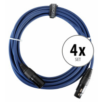 4x set Pronomic Stage DMX3-5 DMX-kabel 5m blauw met gouden contacten