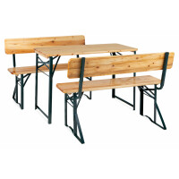 Stagecaptain BBDL Hirschgarten Ensemble table et banc bois avec dossier de jardin/balcon 119 cm