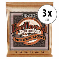 Ernie Ball 2146 Earthwood Phosphor Bronze Medium Light 3x Set