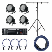 Showlite FLP-144W Faro 4 x SET incl. DMX Controller Master Pro USB + supporto + cavi