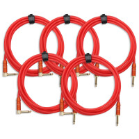 Set de 5 cables para instrumentos Pronomic Trendline INST-3B, 3 m en rojo