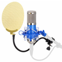 Pronomic CM-100B Studio microphone condensateur blau SET incl. filtre anti pop en or