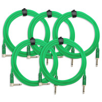 set van 5 Pronomic Trendline INST-3NG instrumentenkabel 3m groen