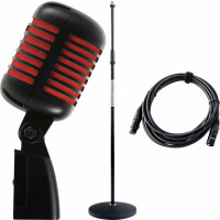 Pronomic DM-66BK/RD Elvis Microphone dynamique Noir/Rouge SET