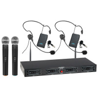 McGrey UHF-2V2H Quad radiomicrofoon set met 2x handmicrofoon, 2 headsets en een zakzender