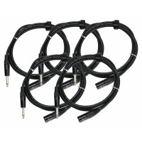 Set de 5 cables de audio Pronomic Stage JMXM-2.5 mono jack XLR 2,5 m en negro