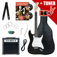 Rocktile Banger's Pack E-Gitarren Set Black inkl. Verstärker, Tasche, Stimmgerät, Kabel, Gurt, Saiten und Schule inkl. CD/DVD