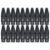 Pronomic Set de Prises XLR-Femelle. 20 Pièces noires