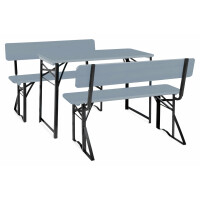 Stagecaptain BBDL119 G Hirschgarten Ensemble table et banc gris avec dossier de jardin/balcon 119 cm